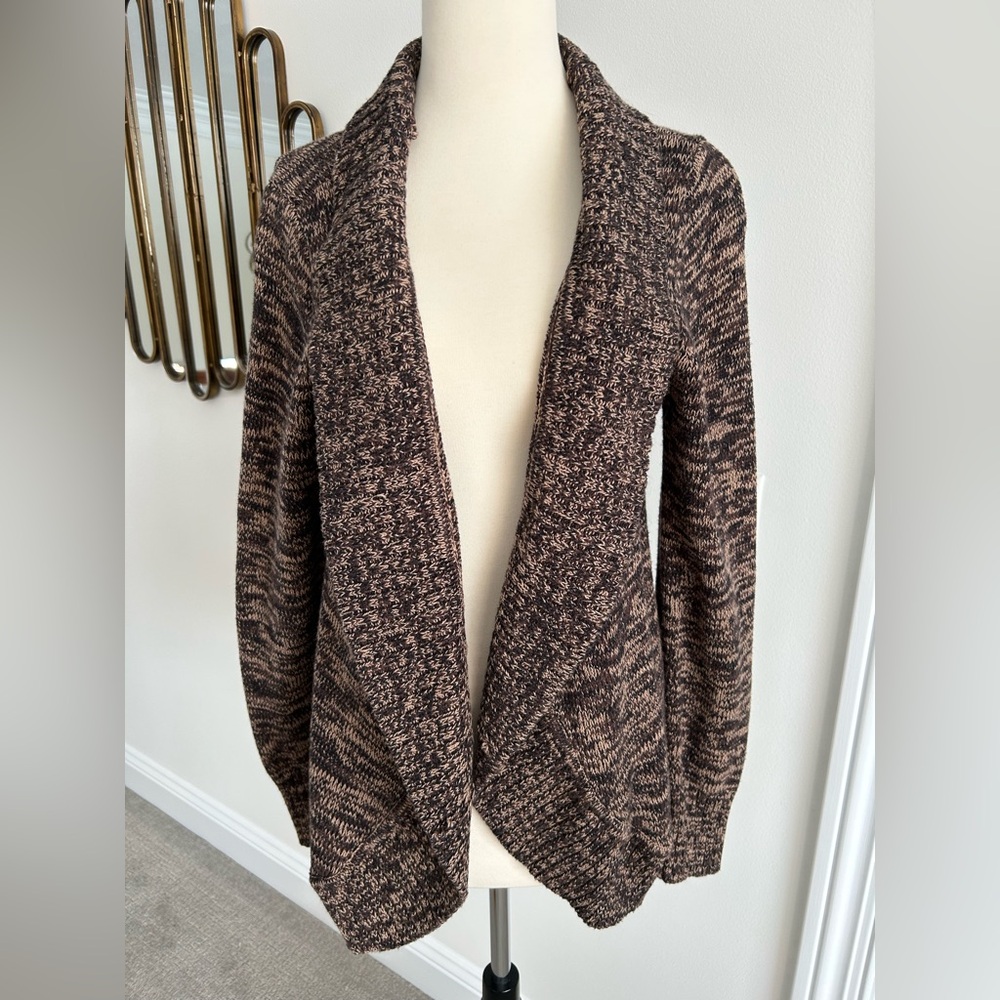 STUDIO WORKS SWEATER CARDIGAN BROWN BLACK TAN MARLED SZ MEDIUM